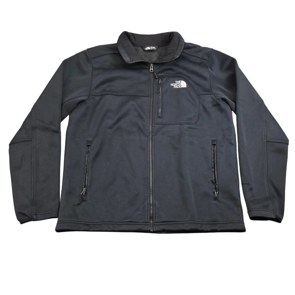 The North Face Windwall Jacket Mens XL Black Softshell Full Zip Hiking Outdoor